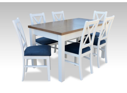 Tavolo da pranzo Set tavolo 6x sedie sedia Set da pranzo tavolo legno tessile 7 pezzi