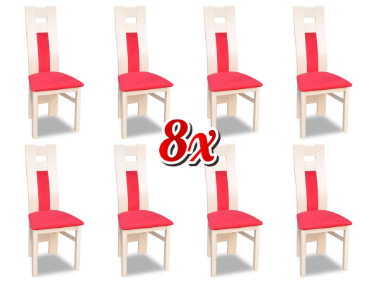 Set completo di 8 sedie da designer per sala da pranzo con schienale e seduta imbottiti in tessuto.   Set completo di 8 sedie da designer per sala da pranzo con schienale e seduta imbottiti in tessuto.