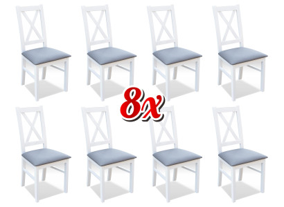 Set di 8 sedie imbottite in tessuto in legno per sala da pranzo da ristorante.