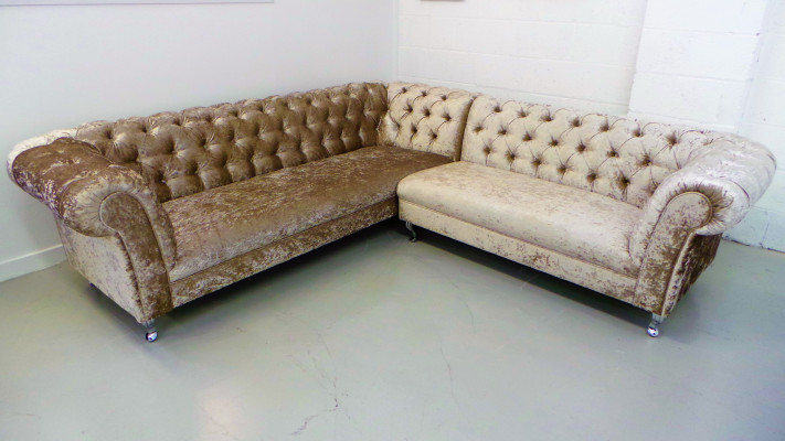 Divano angolare Chesterfield divano imbottito nuovo set divano angolare divano in pelle tessile