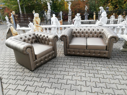 Designer Chesterfield set da divano 2+1 divano divano imbottito set seduta oro