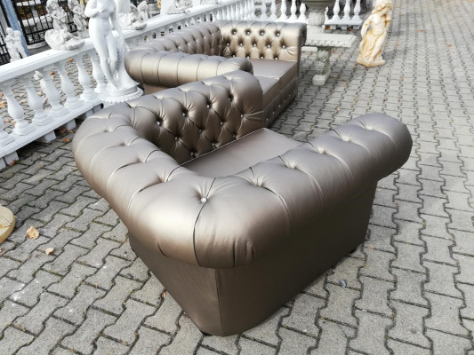 Designer Chesterfield set da divano 2+1 divano divano imbottito set seduta oro