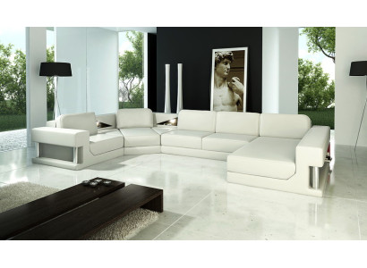 Divano ad angolo imbottito in pelle o tessuto PH28.