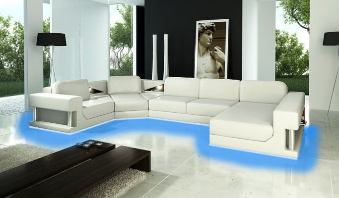 Divano ad angolo imbottito in pelle o tessuto PH28.