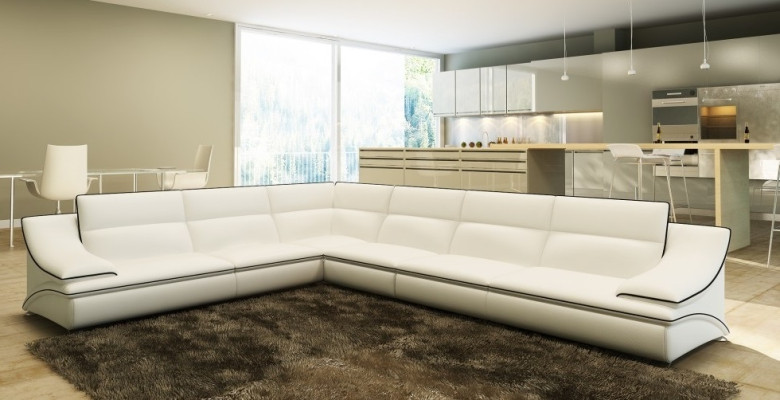 Divano angolare imbottito in tessuto pelle per divano da soggiorno.