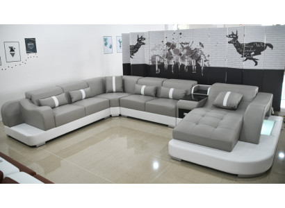 Divano in pelle Divano moderno in pelle Design angolare Divano in tessuto Imbottitura Zona living
