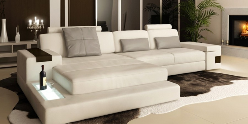 Divano ad angolo Divano Imbottito Salotto Composizione Angolare Angolo Pelle Tessuto Divano Forma L