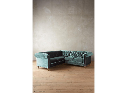 Divano angolare Chesterfield in pelle divano tessuto tessuto imbottito angolo nuovo