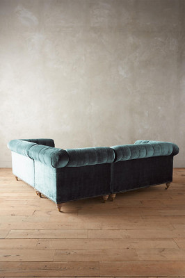 Divano angolare Chesterfield in pelle divano tessuto tessuto imbottito angolo nuovo