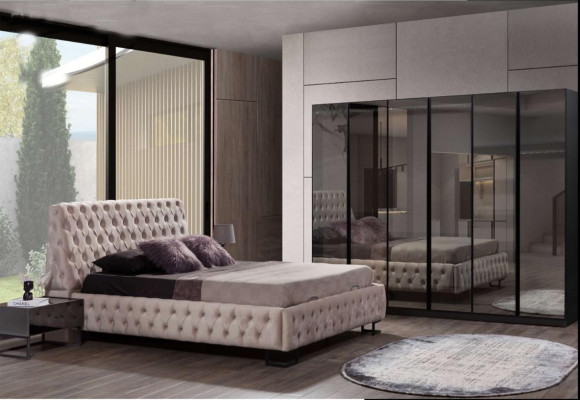 Set da camera da letto di lusso Mobili design Letto di lusso Armadio in legno