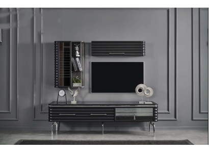 Set soggiorno moderno in stile designer, mobile TV di lusso 2x armadi a muro 3 pezzi.