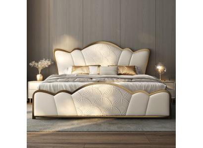 Camera da letto Mobili Elegante Letto Matrimoniale Bianco Letti in Pelle Moderni