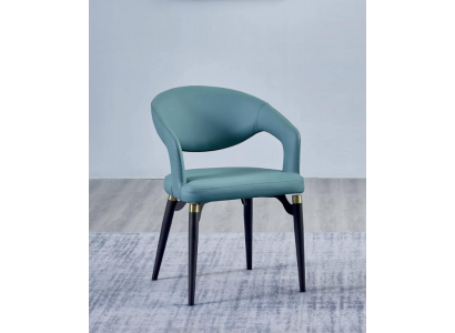 Sedia da pranzo blu di lusso, singola di stile elegante, in legno.