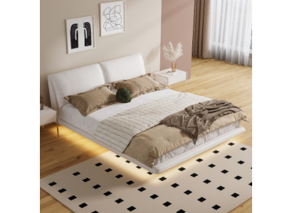 Camera da letto bianca Letto Designer Letti tessili di lusso in legno Letti matrimoniali