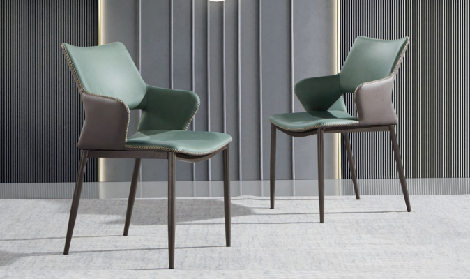 Sedie da pranzo in legno marrone-verde Designer sedia in legno Sedie moderne con schienale