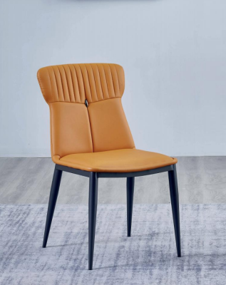 Sedie da pranzo marroni in ecopelle di design, da una persona, sedie in legno di alta qualità.