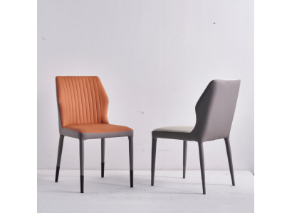 Sedie di lusso in legno da pranzo con sedili in pelle marrone