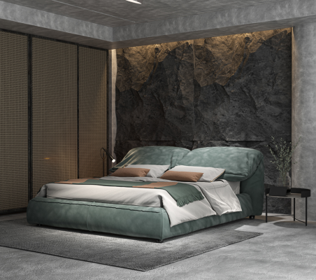 Camera da letto verde Letto Designer Letto matrimoniale di lusso Materiale Telaio in legno