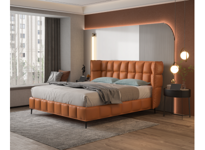 Arance Letto matrimoniale Camera da letto Mobili Teli da letto in tessuto Struttura in legno Elegante