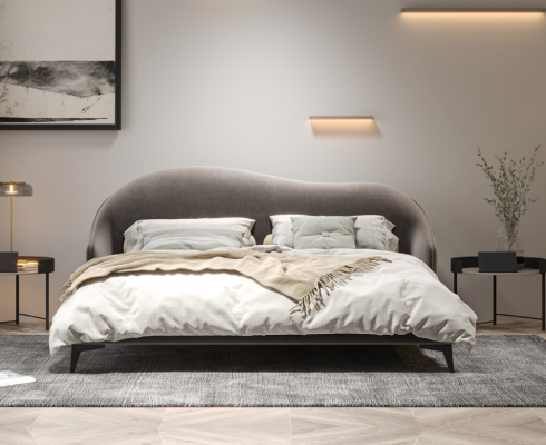 Letti in tessuto grigio Camera da letto Letti Letti matrimoniali di lusso Mobili eleganti