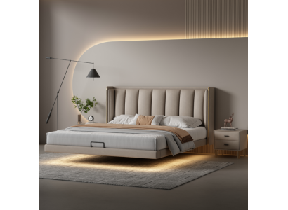 Camera da letto bianca Letto matrimoniale Design Mobili di lusso Struttura in legno Letti