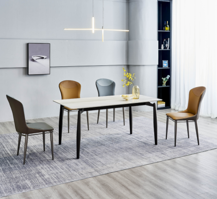 Gruppo da pranzo con design tavolo da pranzo bianco 4 sedie in pelle set completo 5 pezzi