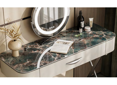 Tavolo trucco bianco con specchio designer tavolo cosmetico con cassetti.