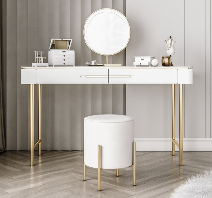 Tavolo da toeletta bianco design tavolo cosmetico 2 cassetti comò per truccarsi