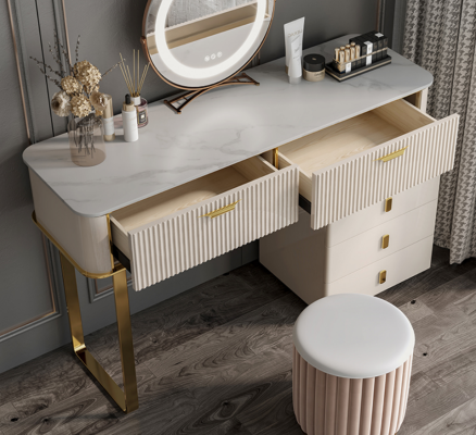 Elegante toeletta con 2 cassetti, lussuoso comò per cosmetici.