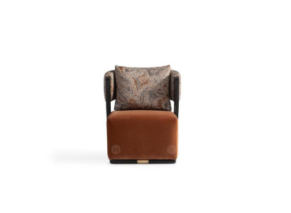 Poltrona poltrona da cocktail poltrona relax arancione tessuto moderno seduta