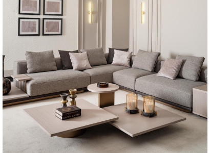 Soggiorno modulare Set divano angolare Divano Tavolini da salotto 5pz Grigio