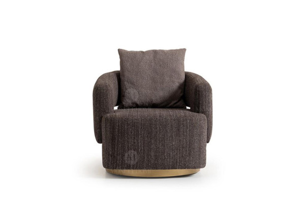 Set da soggiorno completo: 4 pezzi, poltrone, tavolini, tessuto marrone, legno, bar.