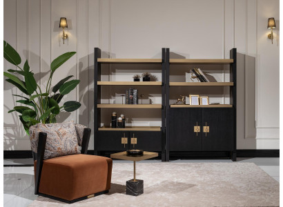 Set poltrona relax Sedia Tessuto Tavolino Set scaffali 5 pezzi Arancione