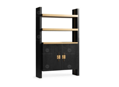 Armadio con scaffali Armadio in legno Armadi in legno Nero Design Oro Nuovo