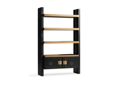 Design armadio con ripiani Armadio in legno nero e oro Armadio in legno