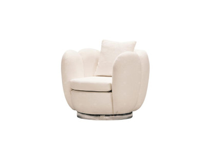 Poltrona moderna monoposto in tessuto bianco per il relax del soggiorno.