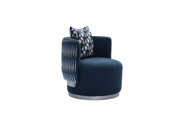 Poltrona reclinabile blu in stile moderno con rivestimento in tessuto.