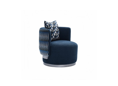 Poltrona reclinabile blu in stile moderno con rivestimento in tessuto.