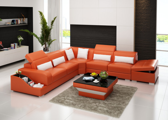 Divano in pelle Divano Composizione per soggiorno Divano ad angolo Set da salotto Sofa Design moderno