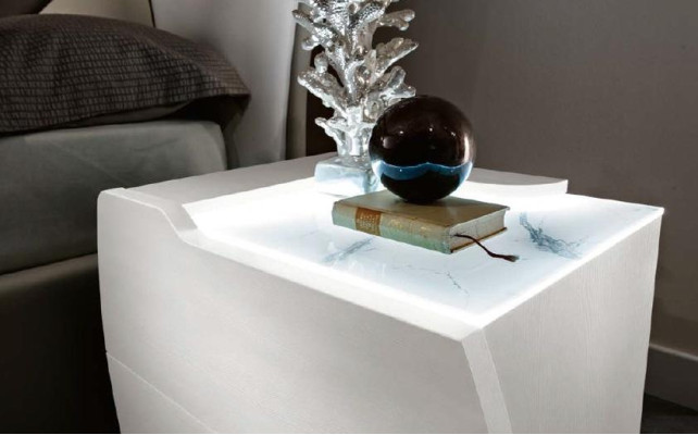 Camera da letto Letto Comodino Comò Specchio Set Bianco Moderno di lusso 5 pezzi
