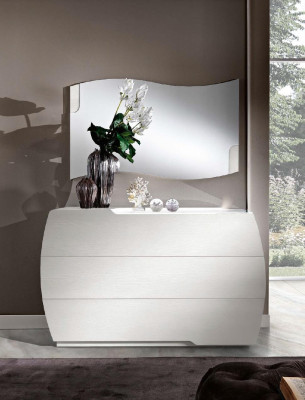 Camera da letto Letto Comodino Comò Specchio Set Bianco Moderno di lusso 5 pezzi