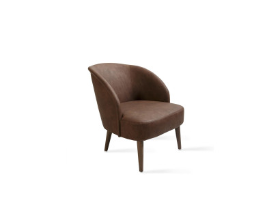 Poltrona moderna in pelle color marrone per arredamento da soggiorno design nuovo.