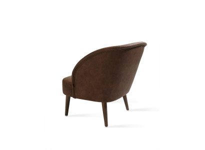 Poltrona moderna in pelle color marrone per arredamento da soggiorno design nuovo.