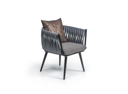 Sedia con braccioli grigia, nuova, mobile da sala da pranzo, sedia designer con braccioli.