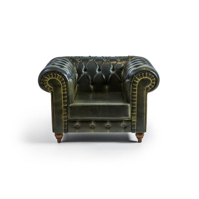 Poltrona Chesterfield Verde Design Moderno Sedia Nuova Arredamento Soggiorno