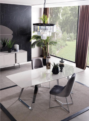 Sala da pranzo Set divano Tavolo 4x sedia Set credenza Specchio Mobili 8 pezzi