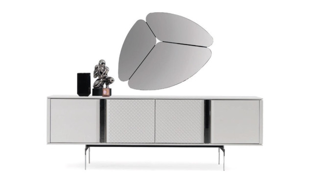Sala da pranzo Set divano Tavolo 4x sedia Set credenza Specchio Mobili 8 pezzi