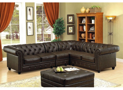 Divano angolare Chesterfield Chesterfield in pelle con design di divano divano #336.