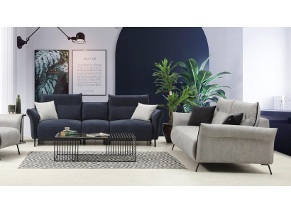 Set di divani 2 pezzi con divano e poltrona imbottita, moderni, di design di lusso.