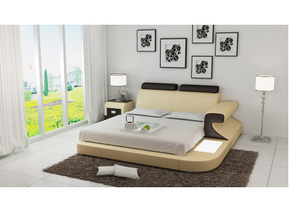 Lettino di lusso + illuminazione Letto in pelle Letti Divano Grande letto matrimoniale in stoffa 140/160/180 Nuovo